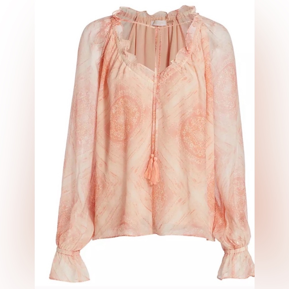 Ramy Brook Loraine Geometric Blouse – Romantic Peach Top - Picture 2 of 7